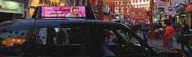 Digital signage in mobility in London taxis with BrightMove Media TaxiCast