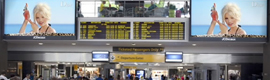 Pantallas gemelas de señalización digital de JCDecaux en el aeropuerto internacional JFK