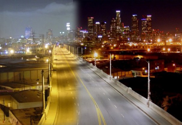 Ciudad iluminada con tecnologia LED