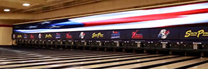 South Point bowling alley shows the course of the game on Daktronics UHD screens