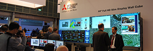 Mitsubishi está mostrando en ISE los cubos LCD DLP 120 Serie para salas de control y aplicaciones AV