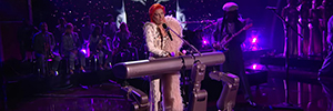 Lady Gaga performs to the rhythm of Intel technology during the Grammy Awards