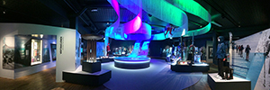 ノルウェーオリンピック博物館のAV施設は、大会の歴史を思い起こさせます