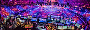 Der Eurovision Song Contest 2018 die Inszenierung auf spektakulärer Beleuchtung basiert
