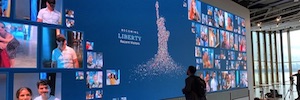 A large Unilumin Led video wall involves visitors at the Statue of Liberty Museum