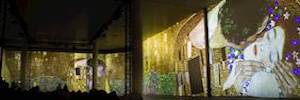 オプトマのレーザー投影は、マラガでのグスタフクリムトの絵画作品を360度で示しています