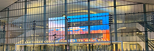 Eine Samsung Videowand begrüßt Sie im Las Vegas Convention Center
