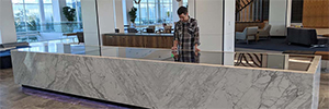 Ideum builds a luxurious Italian marble touch table for a corporate headquarters
